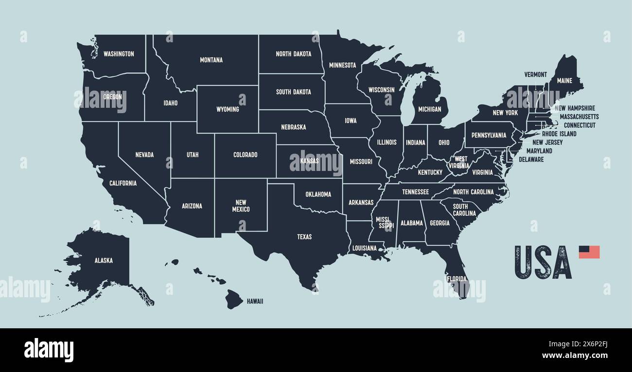 Mappa degli Stati Uniti. Mappa degli Stati Uniti d'America Illustrazione Vettoriale