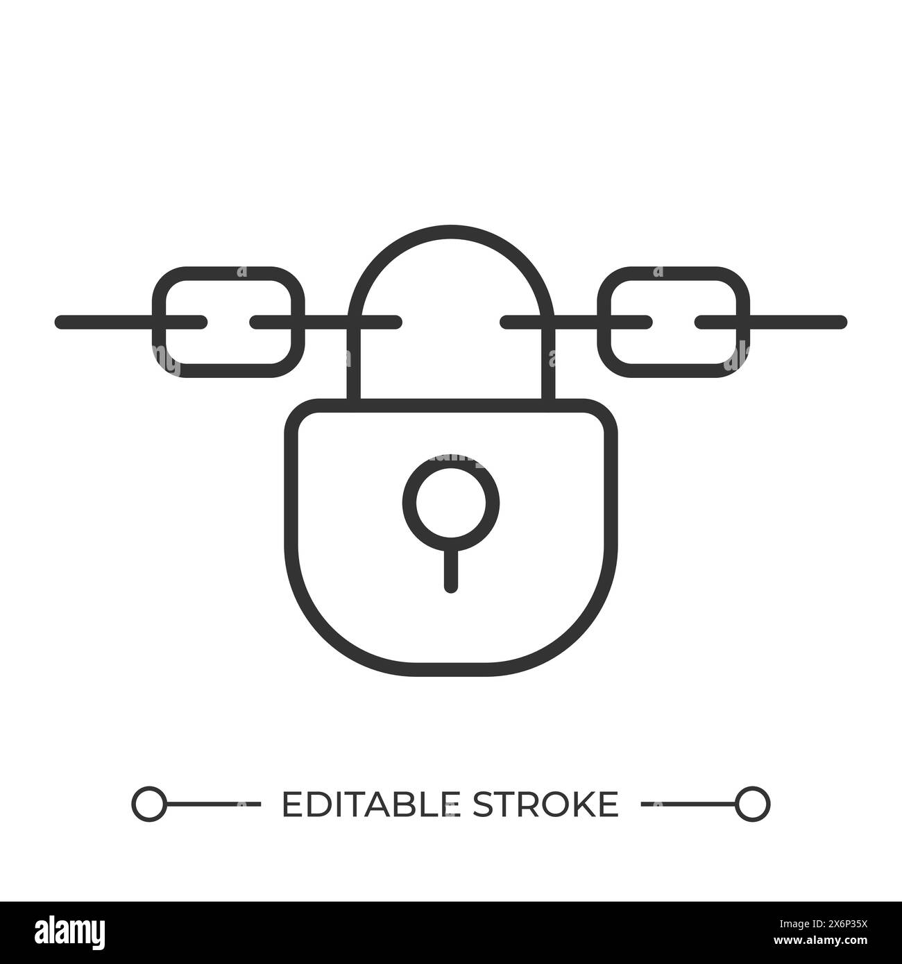 Catena con icona lineare di blocco Illustrazione Vettoriale