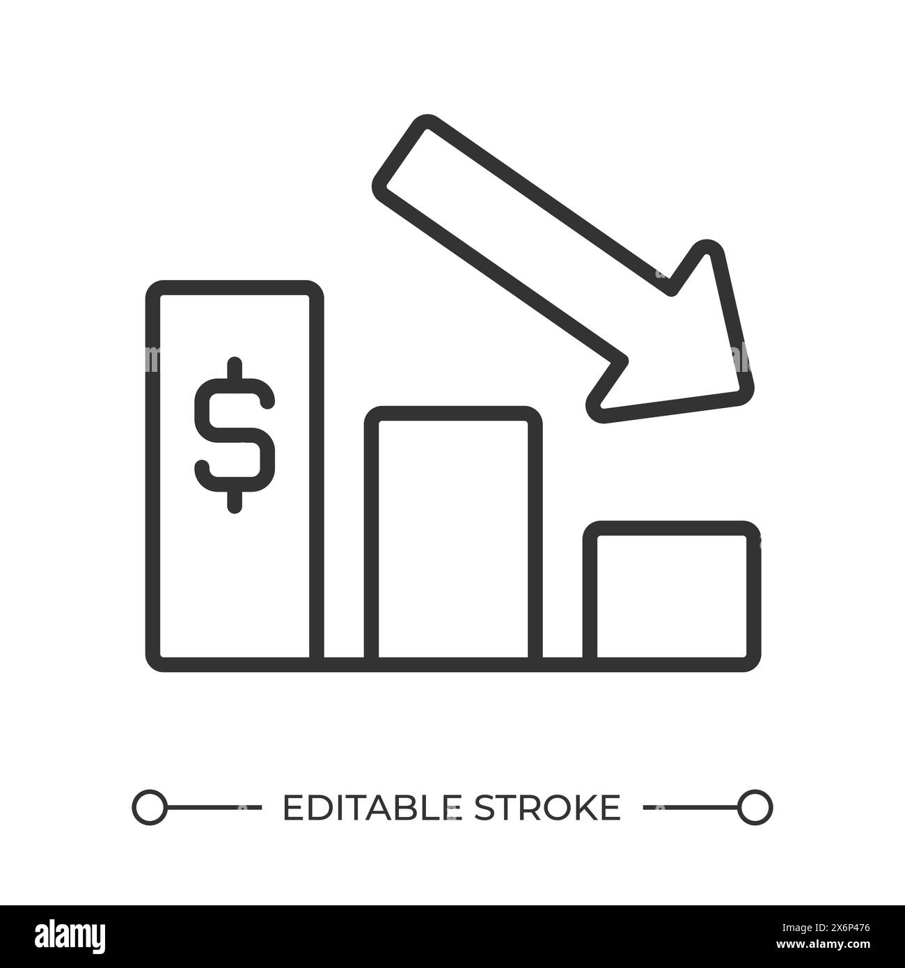 Icona lineare della recessione economica Illustrazione Vettoriale