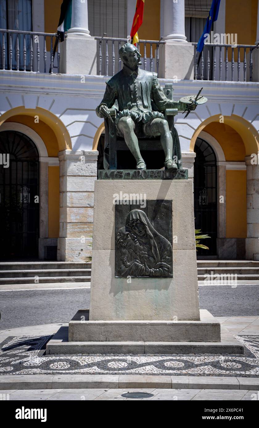 Monumento al pittore manierista Luis de Morales a Badajoz, Estremadura Foto Stock