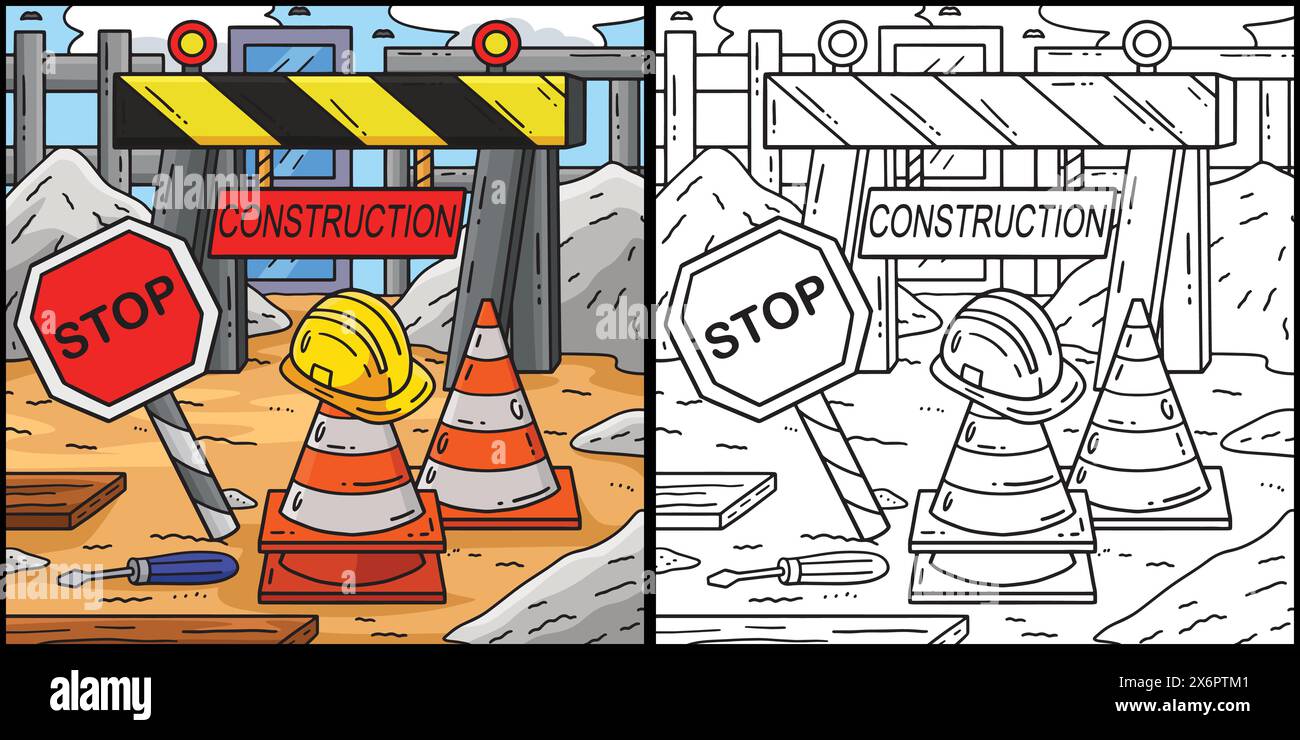 Illustrazione dei colori della segnaletica di sicurezza per le costruzioni Illustrazione Vettoriale