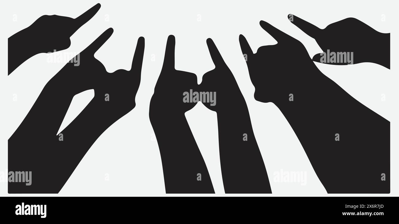 Accattivanti silhouette a mano, l'arte dietro ogni gesto Illustrazione Vettoriale