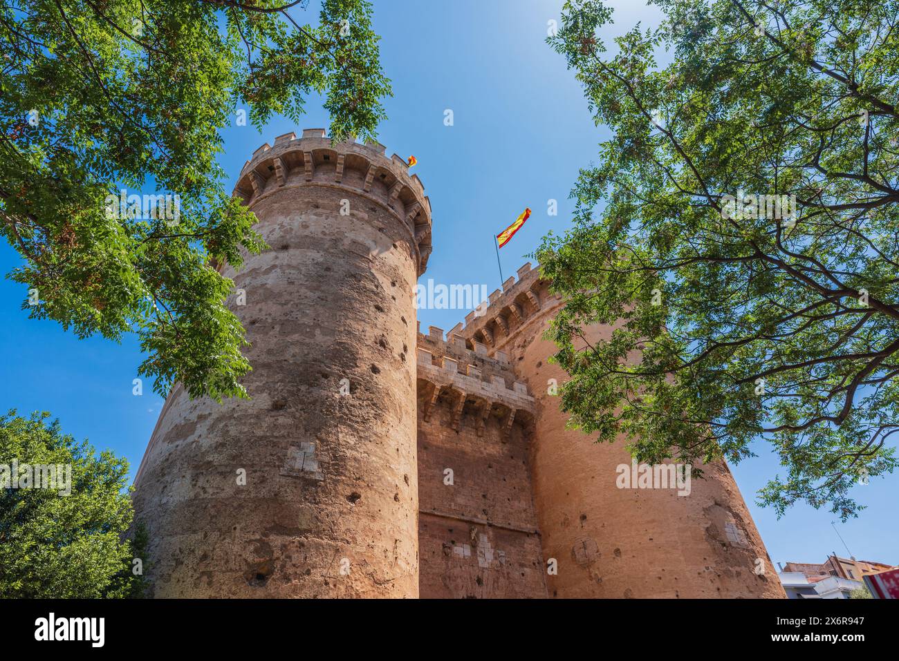 Torres de Quart, edificio medievale a Valencia, Spagna Foto Stock