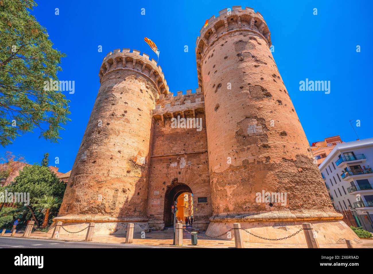 Torres de Quart, edificio medievale a Valencia, Spagna Foto Stock