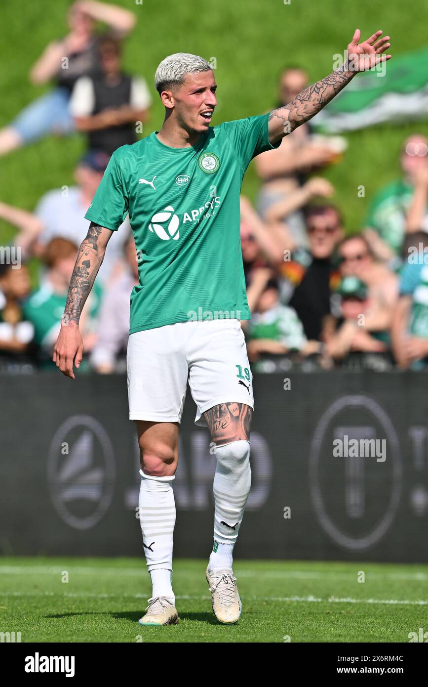 Vendite Arthur De Oliveira (19) di Lommel nella foto durante una partita di calcio tra KMSK Deinze e SK Lommel nella fase finale dei play-off della promozione - seconda tappa nella stagione Challenger Pro League 2023-2024 , lunedì 12 maggio 2024 a Deinze , Belgio . FOTO SPORTPIX | David Catry Foto Stock