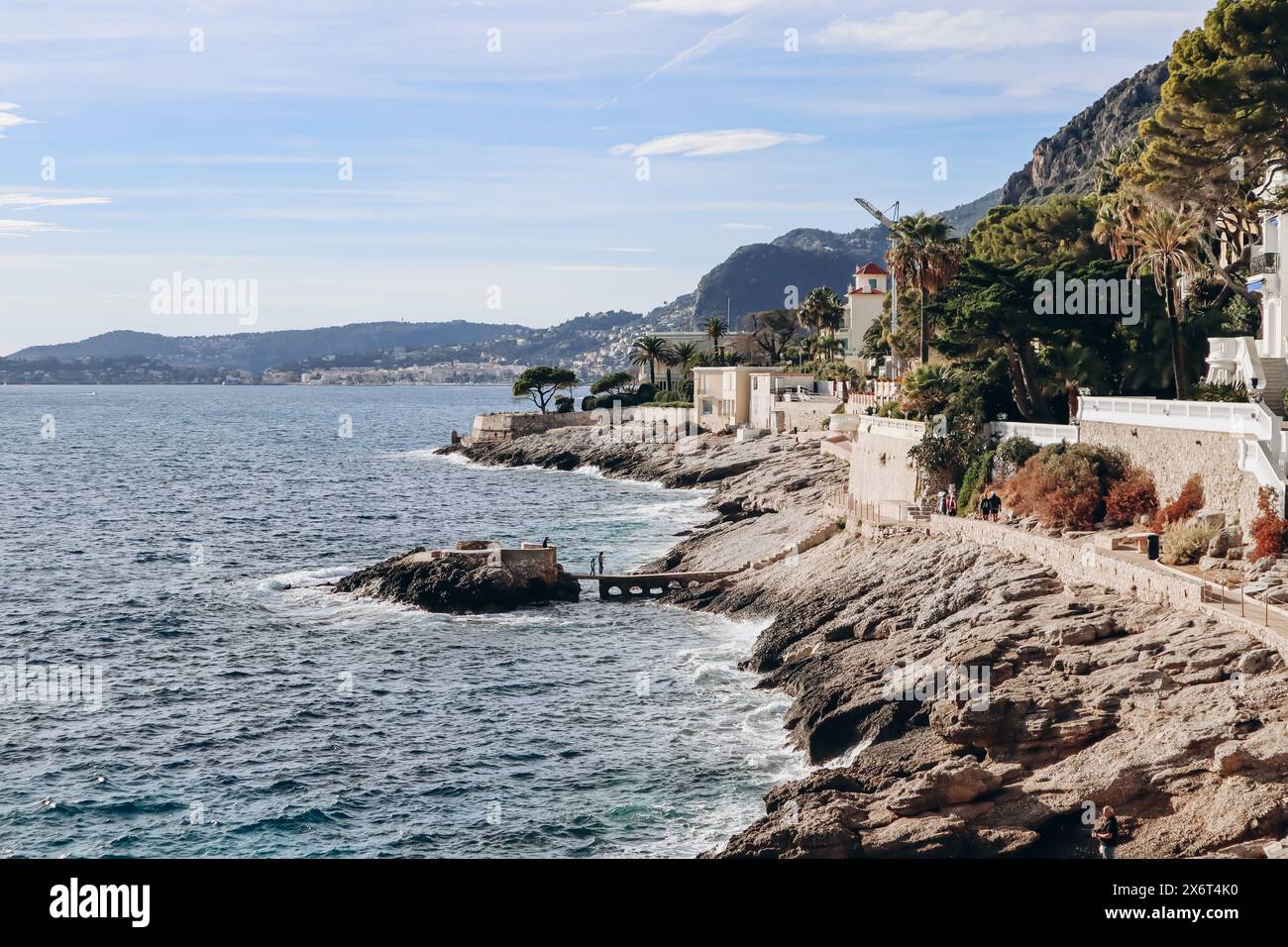 Vista della zona costiera di Cap d'Ail nel sud della Francia Foto Stock