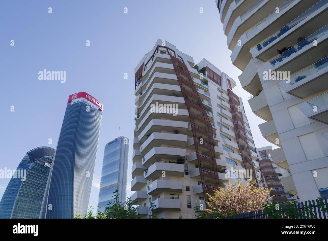 Grattacieli nel quartiere residenziale, commerciale e commerciale di CityLife a Milano Foto Stock