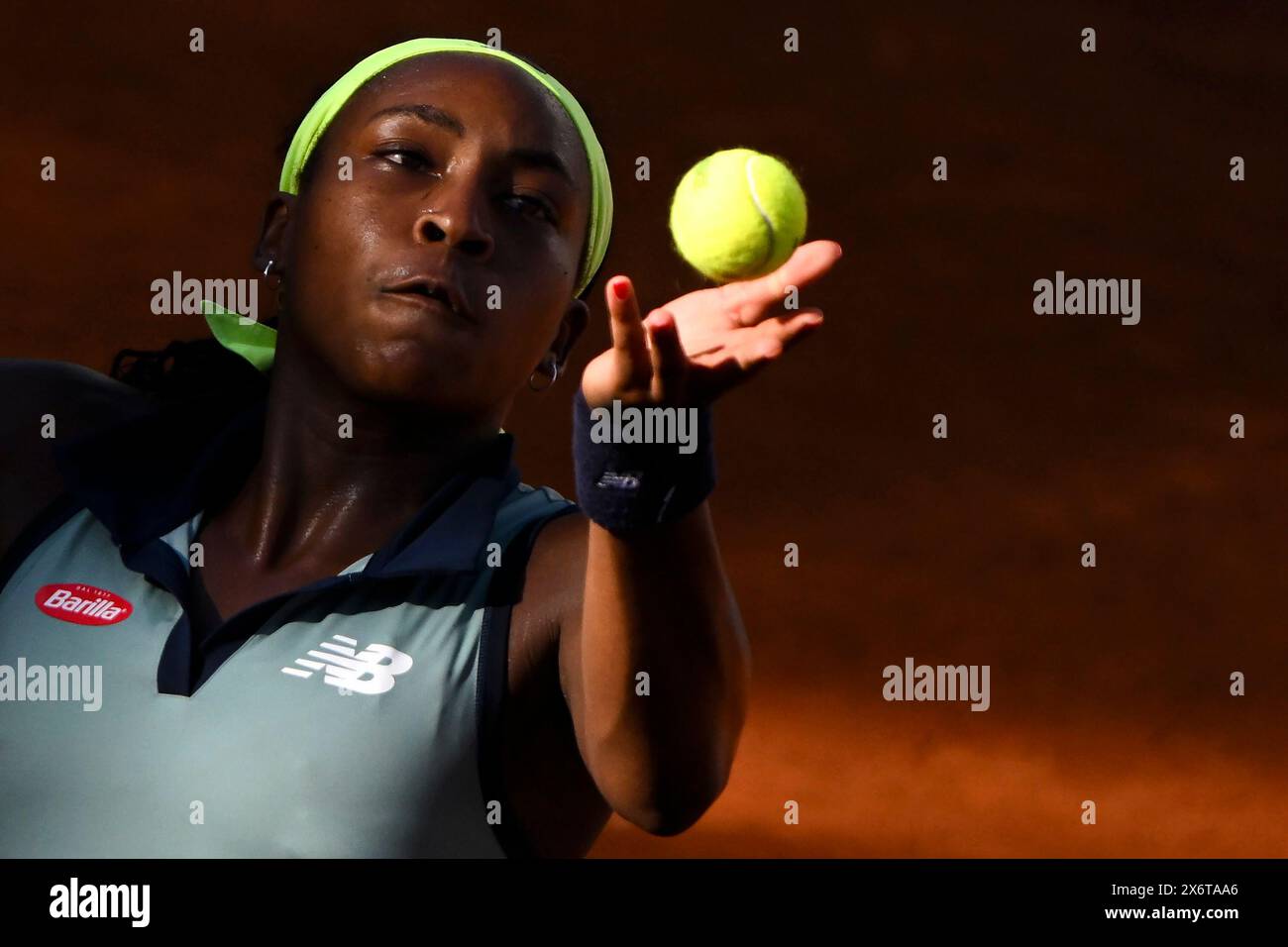 Roma, Italia. 16 maggio 2024. Coco Gauff degli Stati Uniti in azione durante la partita contro la Polonia IgA Swiatek agli internazionali BNL d'Italia 2024 al foro Italico di Roma il 16 maggio 2024. IgA Swiatek ha battuto in finale Coco Gauff 6-4, 6-3. Crediti: Insidefoto di andrea staccioli/Alamy Live News Foto Stock