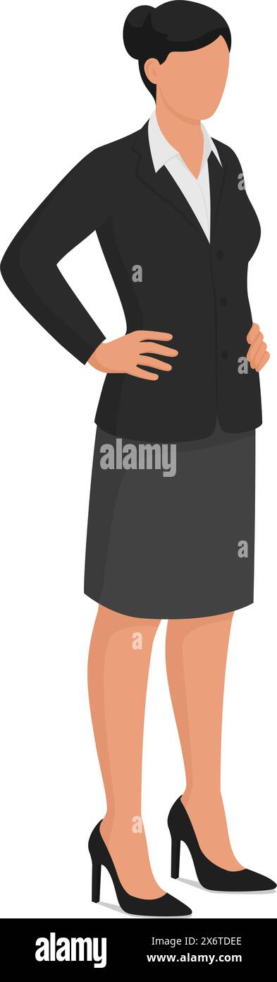 Donna d'affari sicura che posa con le braccia akimbo, concetto di uomini d'affari Illustrazione Vettoriale