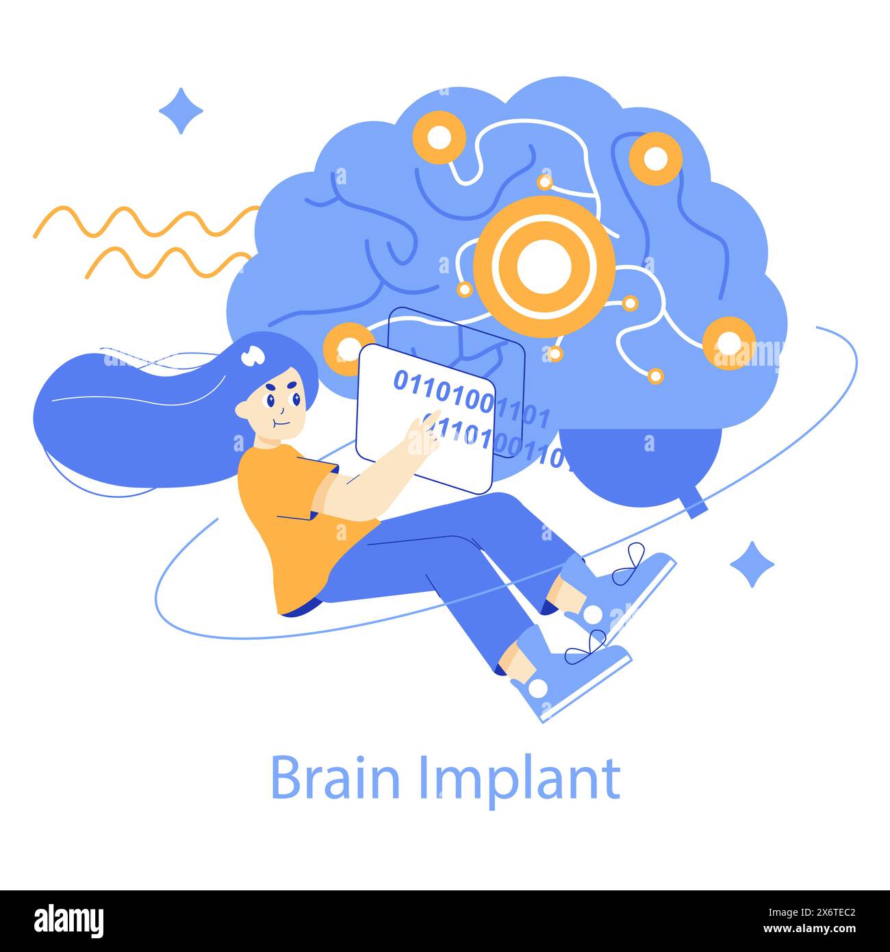 Concetto di tecnologia per impianti cerebrali Un'interessante illustrazione vettoriale che mostra l'integrazione di computing avanzato nei sistemi neurali per le innovazioni mediche illustrazione vettoriale Illustrazione Vettoriale