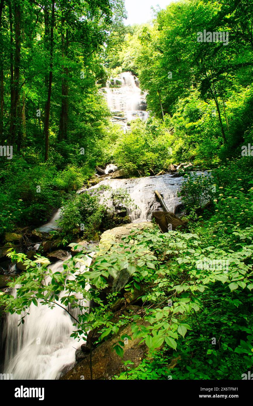 Splendida vista delle cascate di Amicalola a Dawsonville, Georgia, che è la cascata più alta dello stato Foto Stock