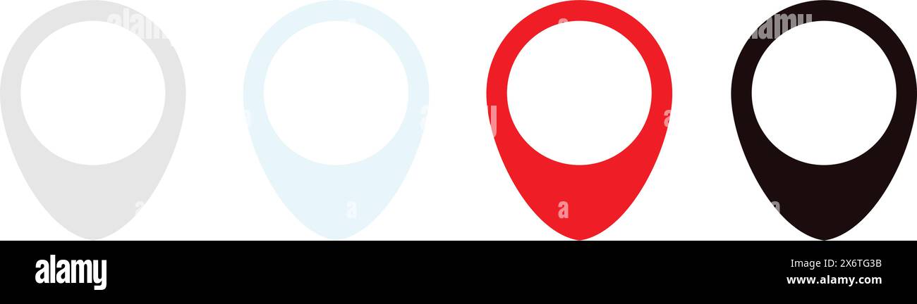 Set di icone vettoriali della posizione della mappa Illustrazione Vettoriale