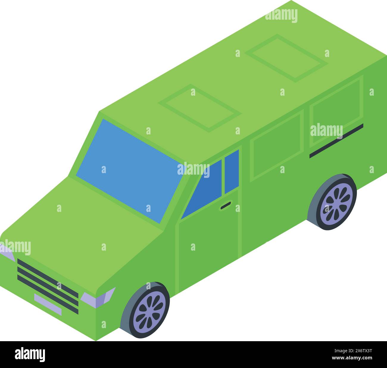 Vivace design vettoriale isometrico di un veicolo utilitario sportivo verde su sfondo bianco Illustrazione Vettoriale