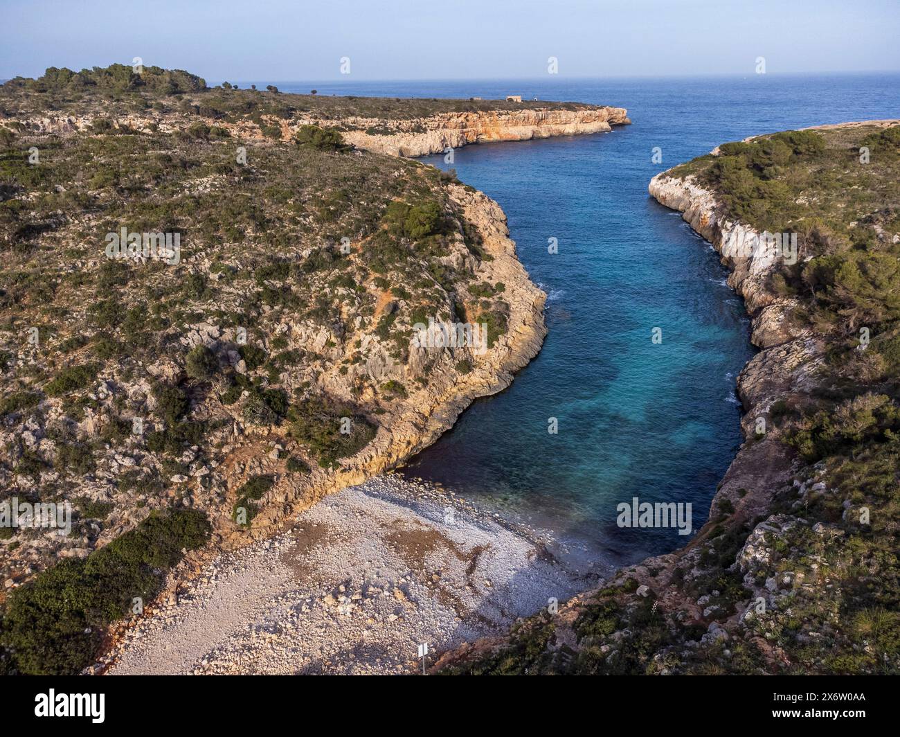 Cala Pilota, Manacor, Maiorca, Isole Baleari, Spagna. Foto Stock