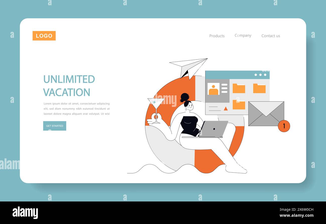 Concetto di vacanza illimitata che combina lavoro e relax con un approccio flessibile e orientato ai risultati che incarna libertà e produttività illustrazione vettoriale Illustrazione Vettoriale