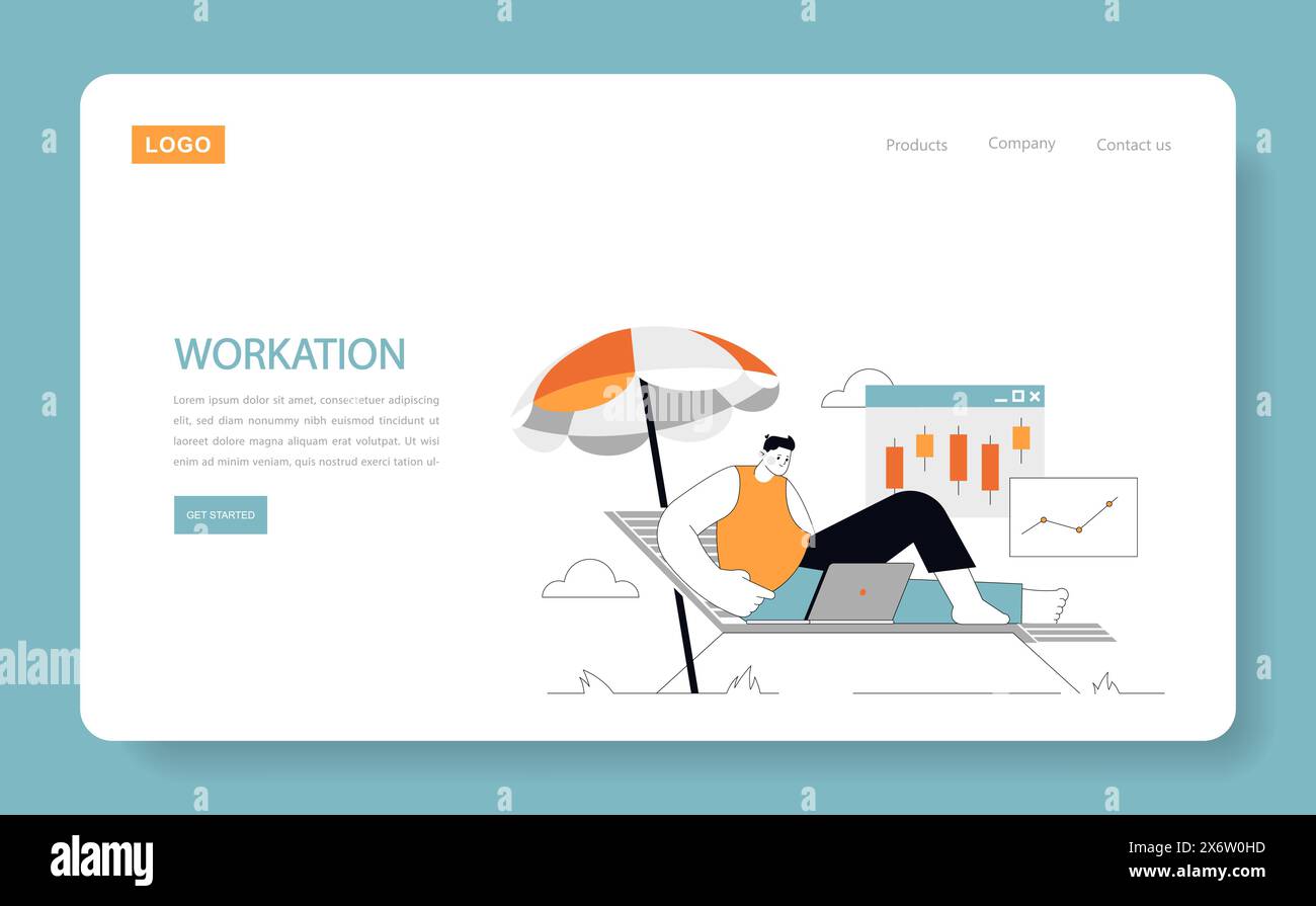 Il concetto di Workation unisce produttività e tempo libero in ambienti sereni, enfatizzando l'output rispetto alla posizione illustrazione vettoriale Illustrazione Vettoriale