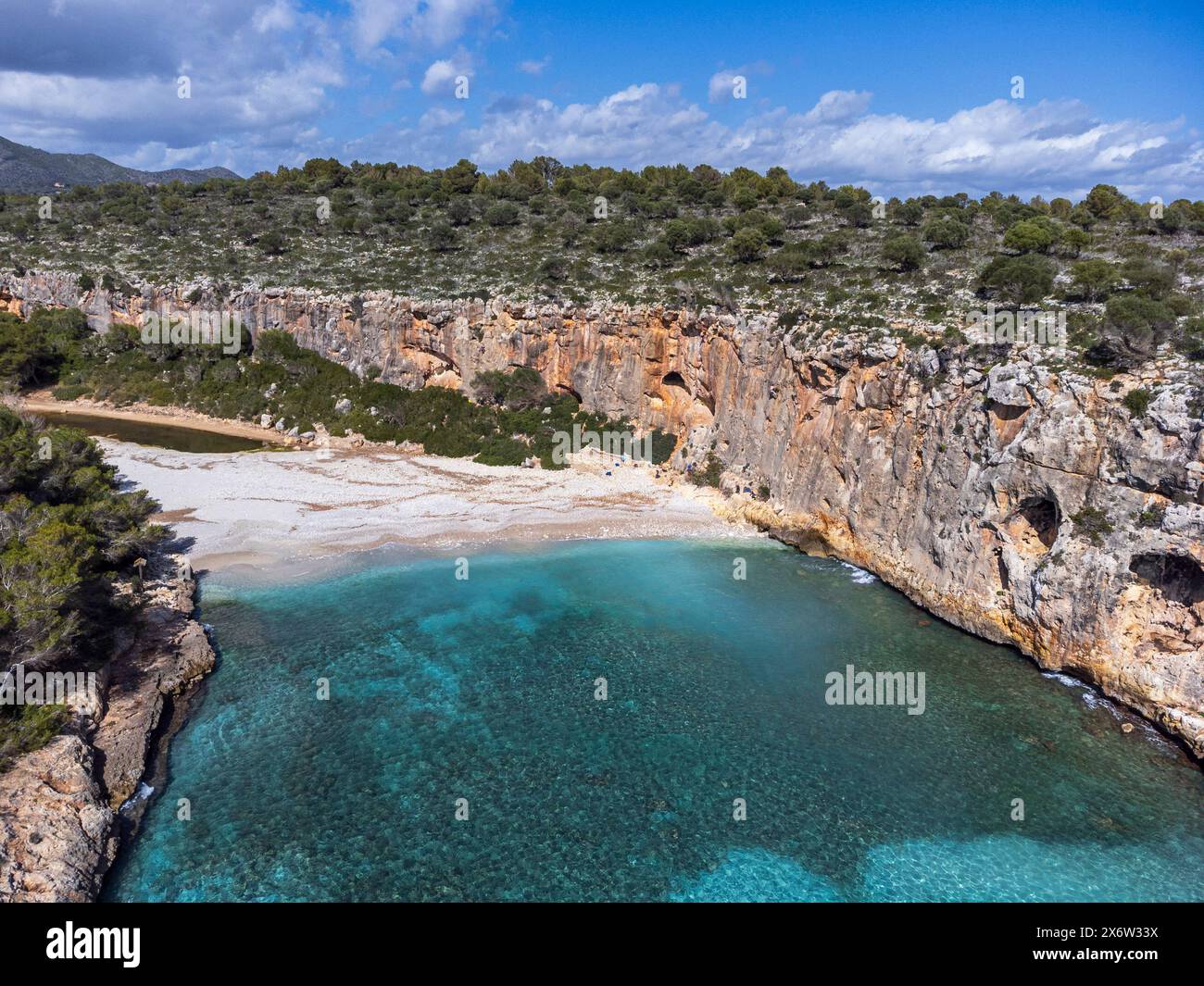 Cala Magraner, costa di Manacor, Maiorca, Isole Baleari, Spagna. Foto Stock