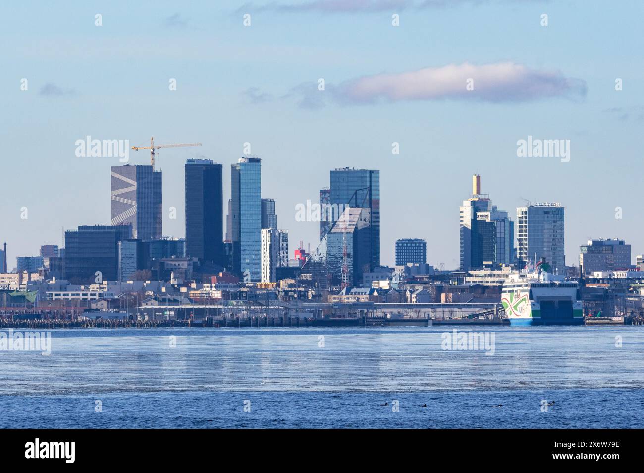 Skyline di Tallinn in Estonia Foto Stock