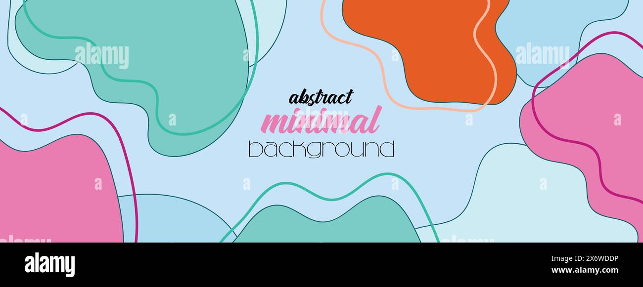 Striscione astratto disegnato a mano minimale Design di sfondo naturale e con linee floreali art Sfondo in stile Memphis con motivo geometrico a forma organica disegnato a mano Illustrazione Vettoriale