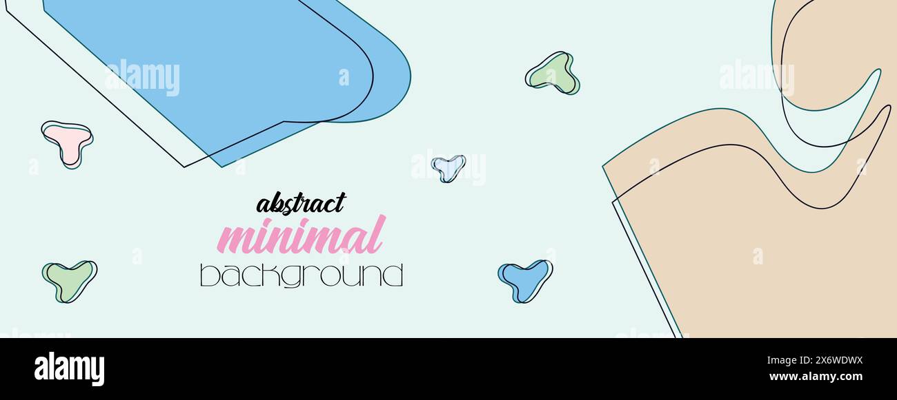Striscione astratto disegnato a mano minimale Design di sfondo naturale e con linee floreali art Sfondo in stile Memphis con motivo geometrico a forma organica disegnato a mano Illustrazione Vettoriale