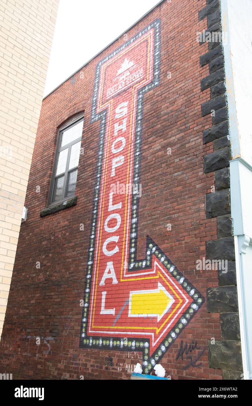 Fai shopping al murale locale a Miramichi, New Brunswick, Canada Foto Stock