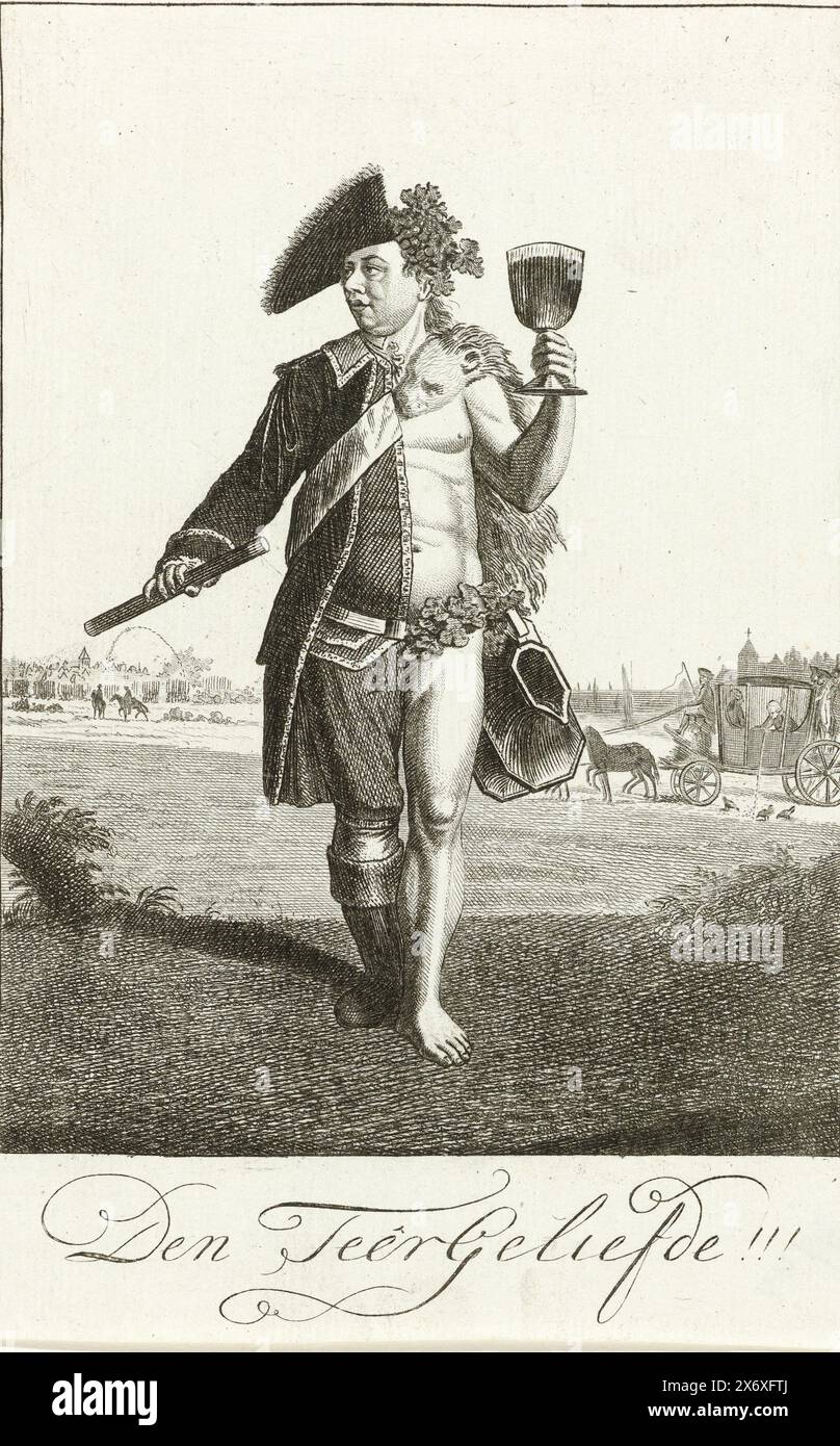 Stampa satirica di Guglielmo V, mezzo soldato, mezzo Bacco, stampa