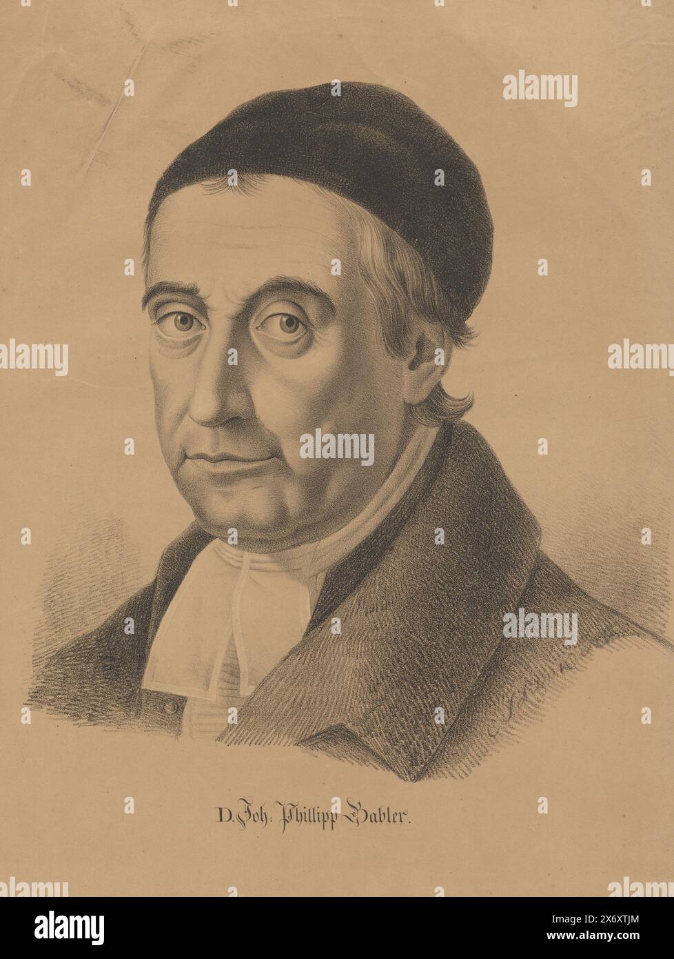 Ritratto di Johann Philipp Gabler, D. Joh. Phillipp Gabler (titolo sull'oggetto), stampatore: C. Schenk, (menzionato sull'oggetto), dopo disegno di: C. Schenk, (menzionato sull'oggetto), 1820 - 1860, carta, altezza, 563 mm x larghezza, 430 mm Foto Stock