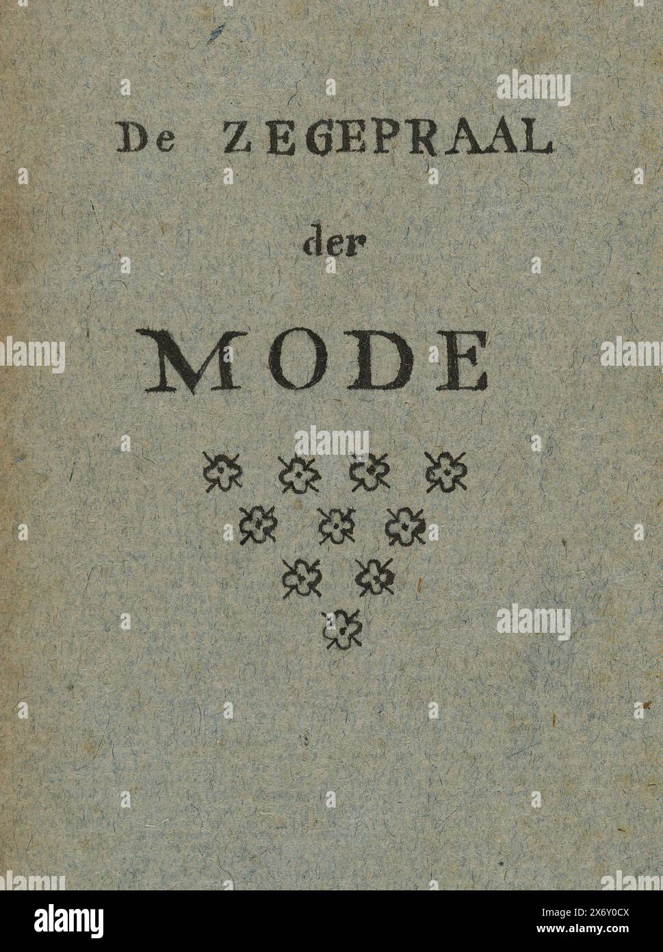 Il trionfo della moda, o l'acconciatura trionfale di giovani signore e signori, visto secondo l'ultimo gusto parigino, raffigurato in sette scene artistiche a stampa, e arricchito di commenti poetici, opuscolo di 97 x 74 mm. In cui viene derisa la moda parigina di parrucche esageratamente alte. Forse parte dell'almanacco. Con sette xilografie. N.d. (Rotterdam, 1780), libro, editore: H. Numan, Rotterdam, 1780, carta, stampa intestata, altezza, 97 mm x larghezza, 74 mm Foto Stock