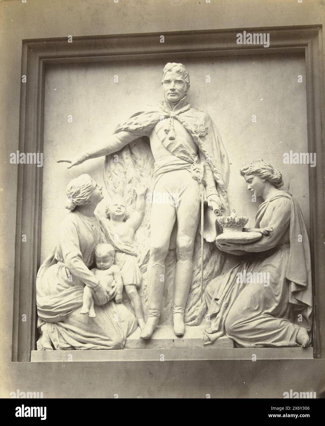 Frammento del disegno per il Monumento Nazionale, frammento del premiato modello del monumento Eben-Haezer (titolo sull'oggetto), frammento del premiato progetto per il Monumento Nazionale 1813-1863 [motto Eben-Haezer] a l'Aia, di J .pH. Koelman e W.C. van der Waeyen Pietersen, Photography, Maurits Verveer, (firmato dall'artista), editore: Maurits Verveer, (firmato dall'artista), l'Aia, 1864, carta, stampa albume, altezza, 191 mm x larghezza, 155 mm, altezza, 428 mm x larghezza, 300 mm Foto Stock