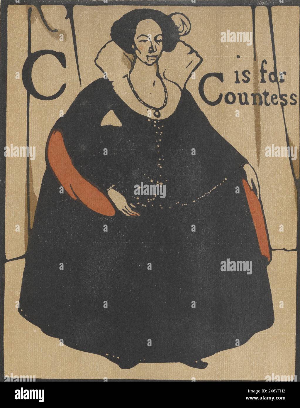 C è per Countess (titolo originale sull'oggetto), Alphabet (titolo della serie), an Alphabet (titolo della serie), Print è parte di un libro., print maker: William Nicholson, editore: William Heinemann, 1898, paper, height, 309 mm x larghezza, 248 mm Foto Stock