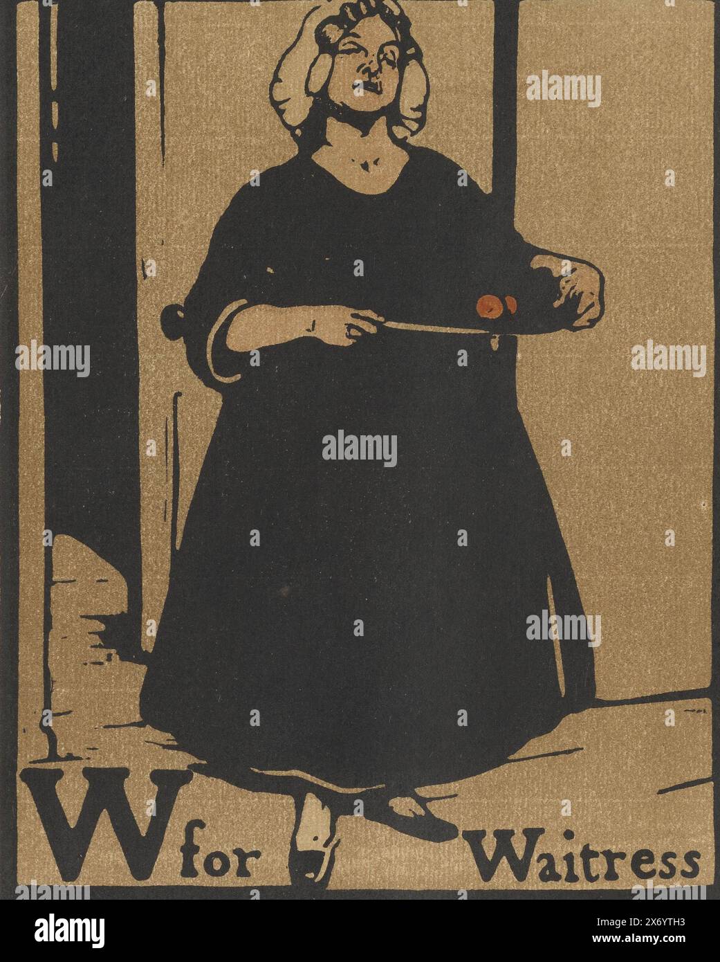 W per cameriera (titolo originale sull'oggetto), Alphabet (titolo della collana), an Alphabet (titolo della collana), Print fa parte di un libro., stampa, stampatore: William Nicholson, editore: William Heinemann, 1898, carta, altezza, 312 mm x larghezza, 250 mm Foto Stock