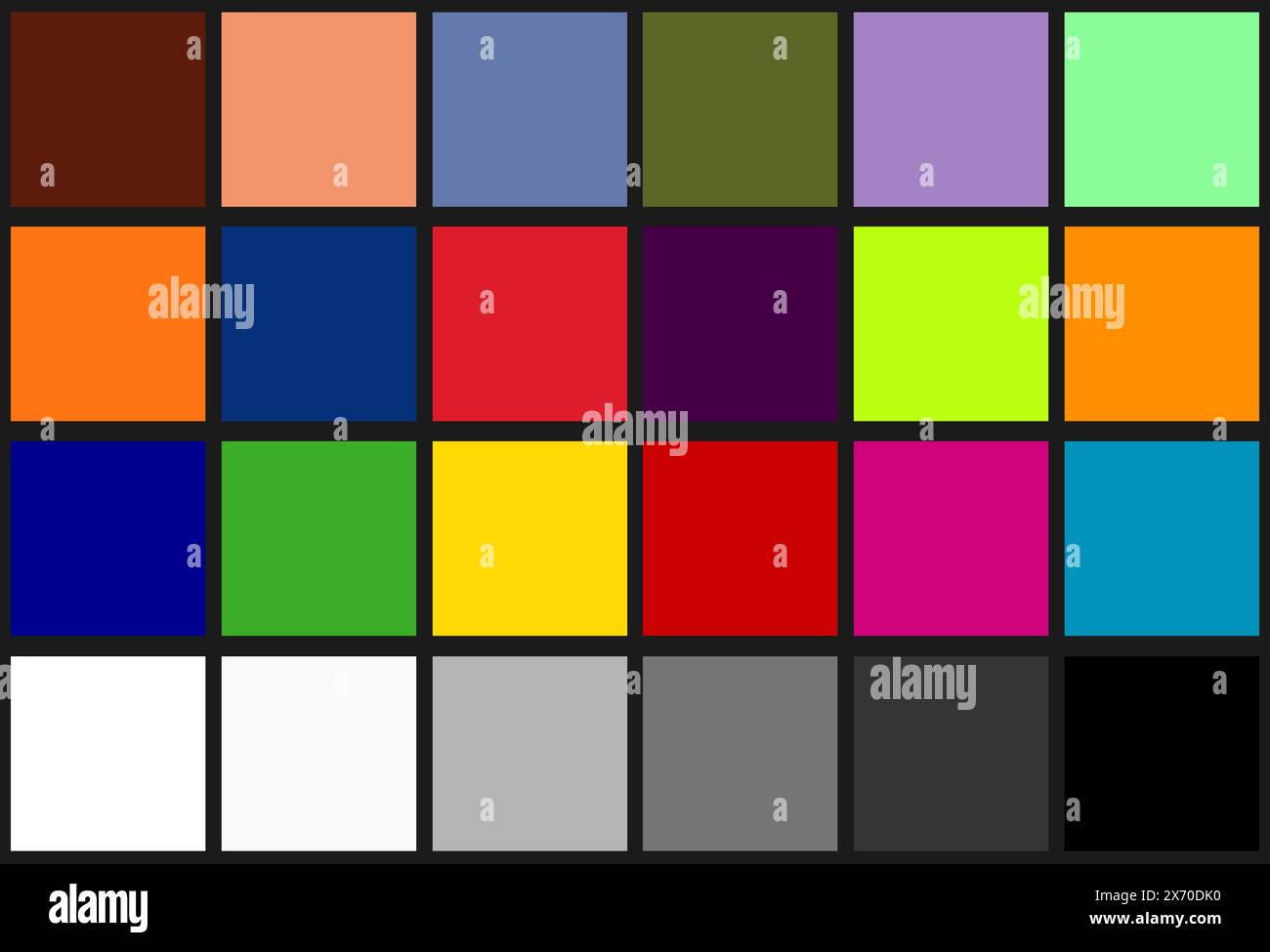 Tabella di calibrazione dei colori Foto Stock
