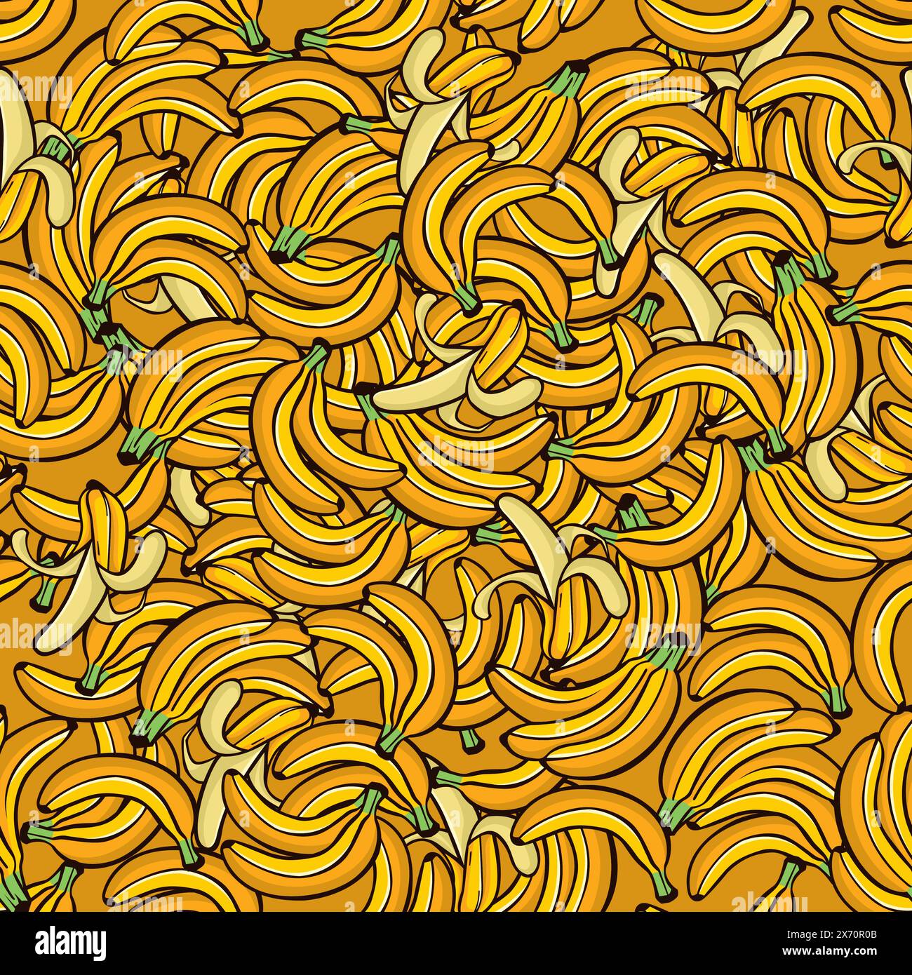 Banana senza cuciture, fondo alla banana. vettore frutta Illustrazione Vettoriale