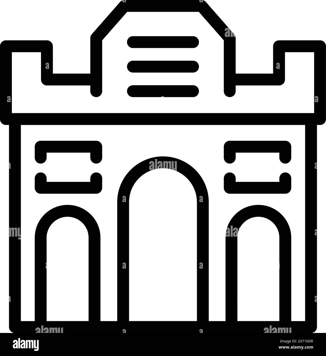 L'icona del design urbano di Bruxelles delinea il vettore. Tradizionale punto di riferimento belga. Attrazione della capitale del paesaggio urbano Illustrazione Vettoriale