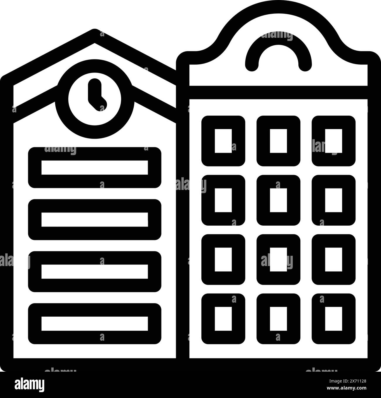 L'icona dell'edificio storico di Bruxelles delinea il vettore. Patrimonio belga. Architettura gotica antica Illustrazione Vettoriale