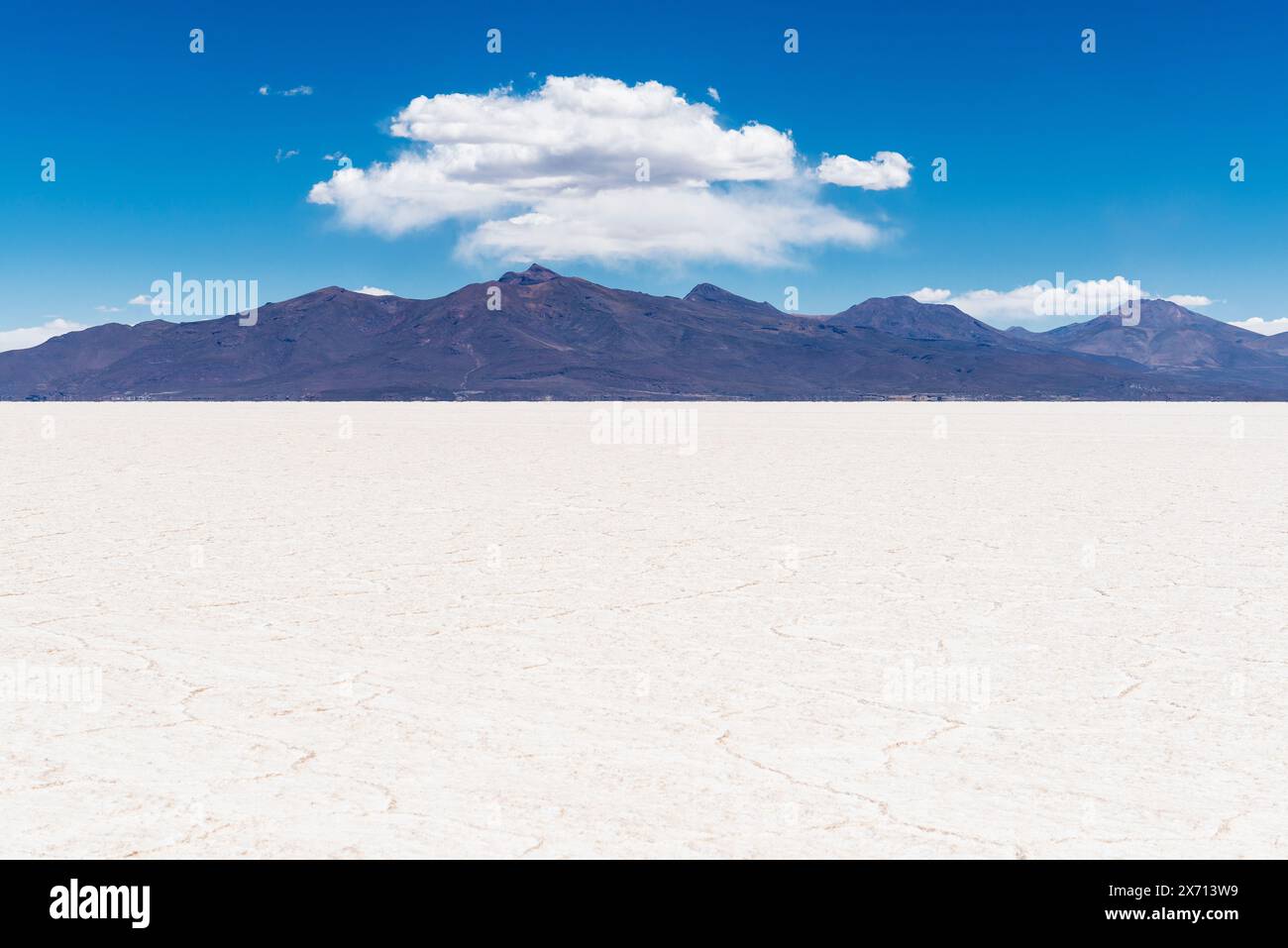 Pianura salina di Uyuni e montagne delle Ande, Bolivia. Foto Stock