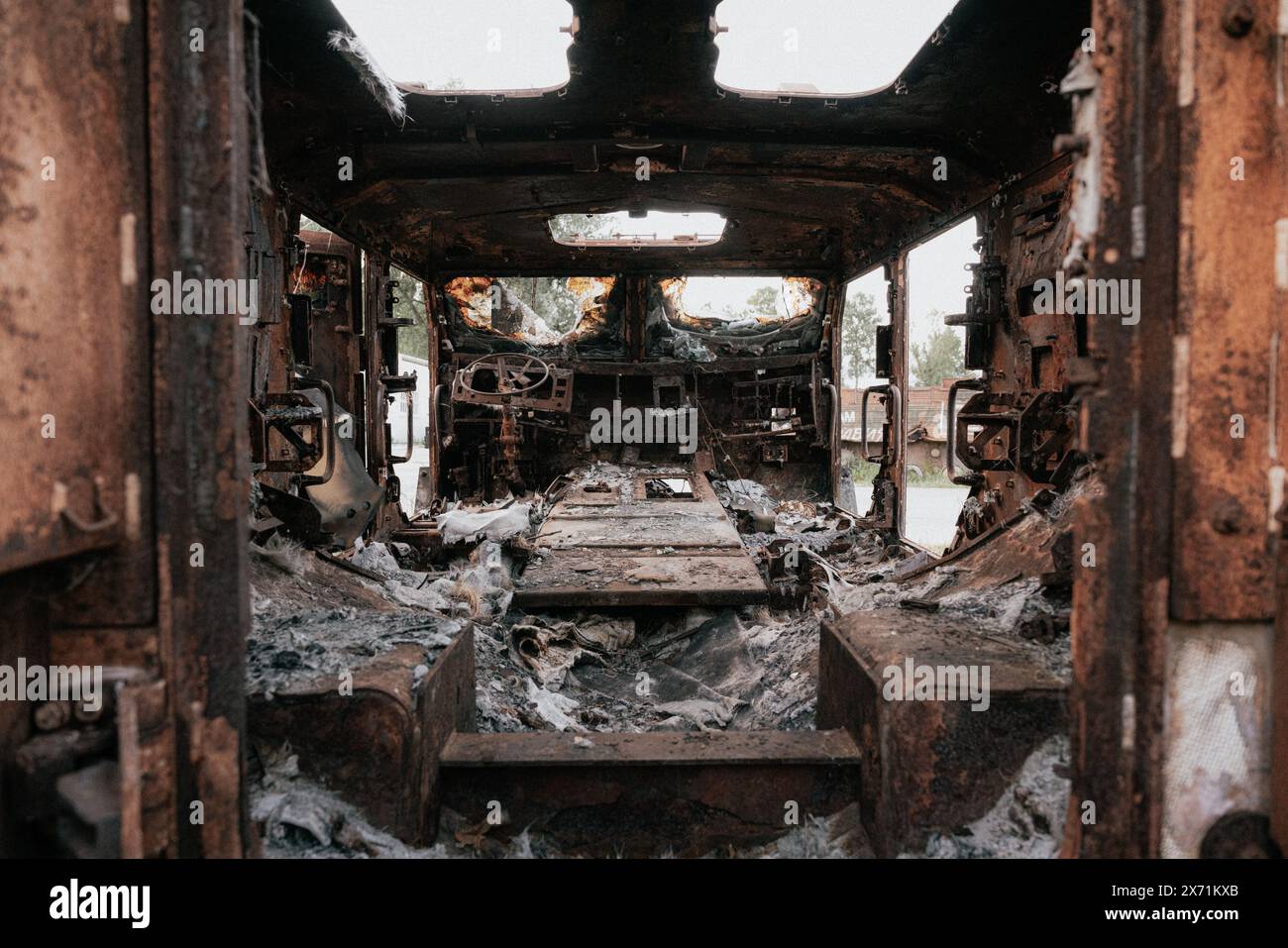 Distrutto equipaggiamento militare russo a Charkiv Foto Stock