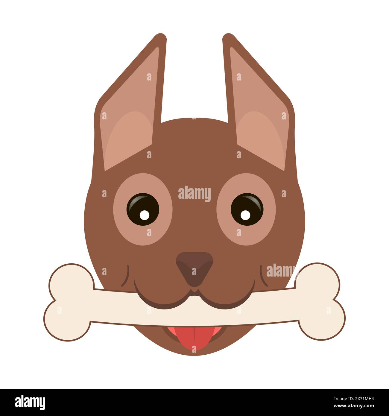 Cucciolo di cane con osso in bocca. Clipart vettoriale su sfondo bianco chiaro. Illustrazione Vettoriale