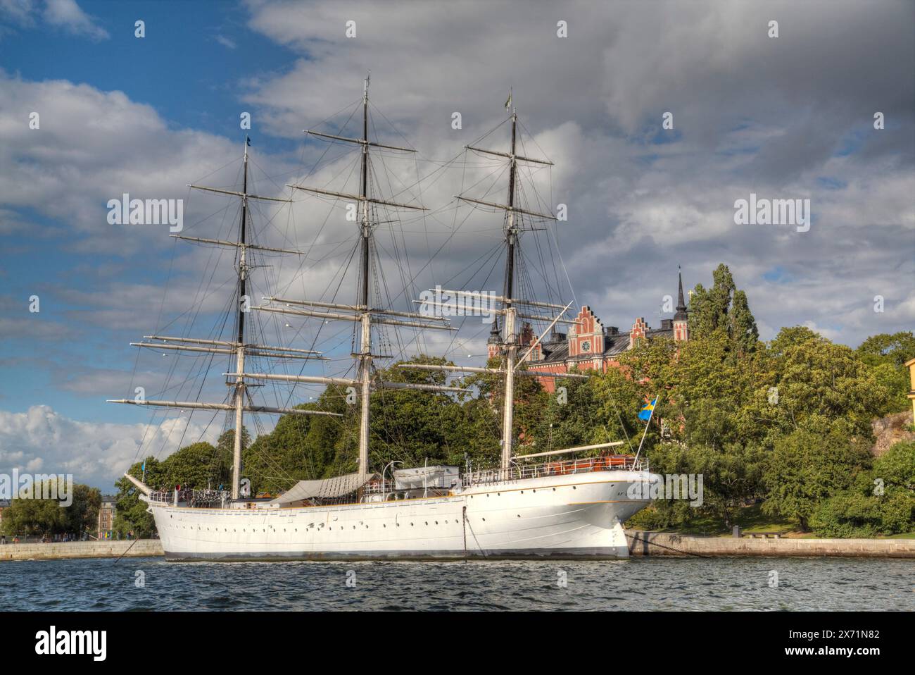 STF af Chapman, completamente nave truccate, ora un ostello della gioventù, costruita nel 1888, Skepps-Holmen, Stoccolma, Svezia Foto Stock