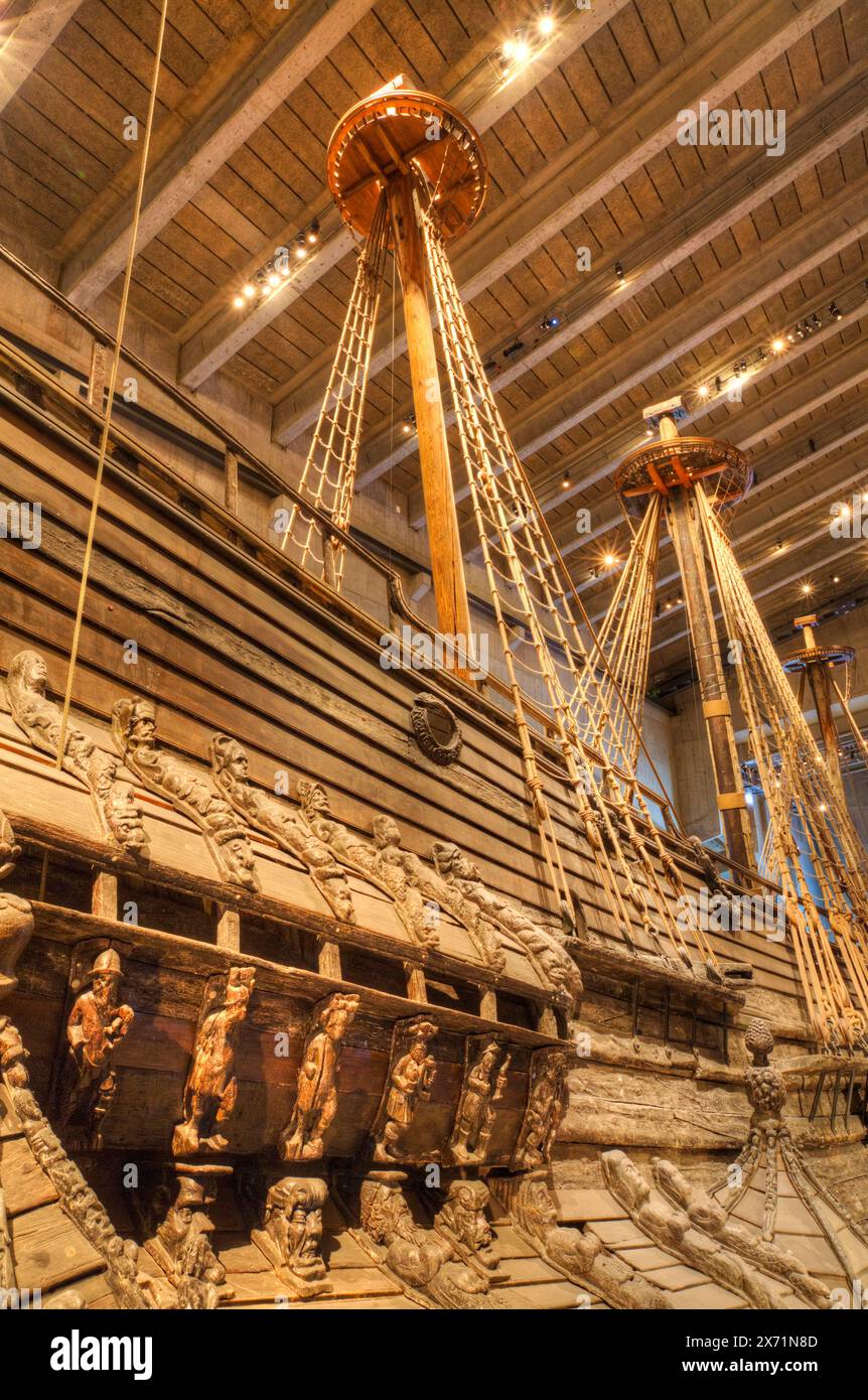 Il XVII secolo, nave da guerra Vasa Maritime Museum (Vasamseet), Isola Djurgarden, Stoccolma, Svezia Foto Stock