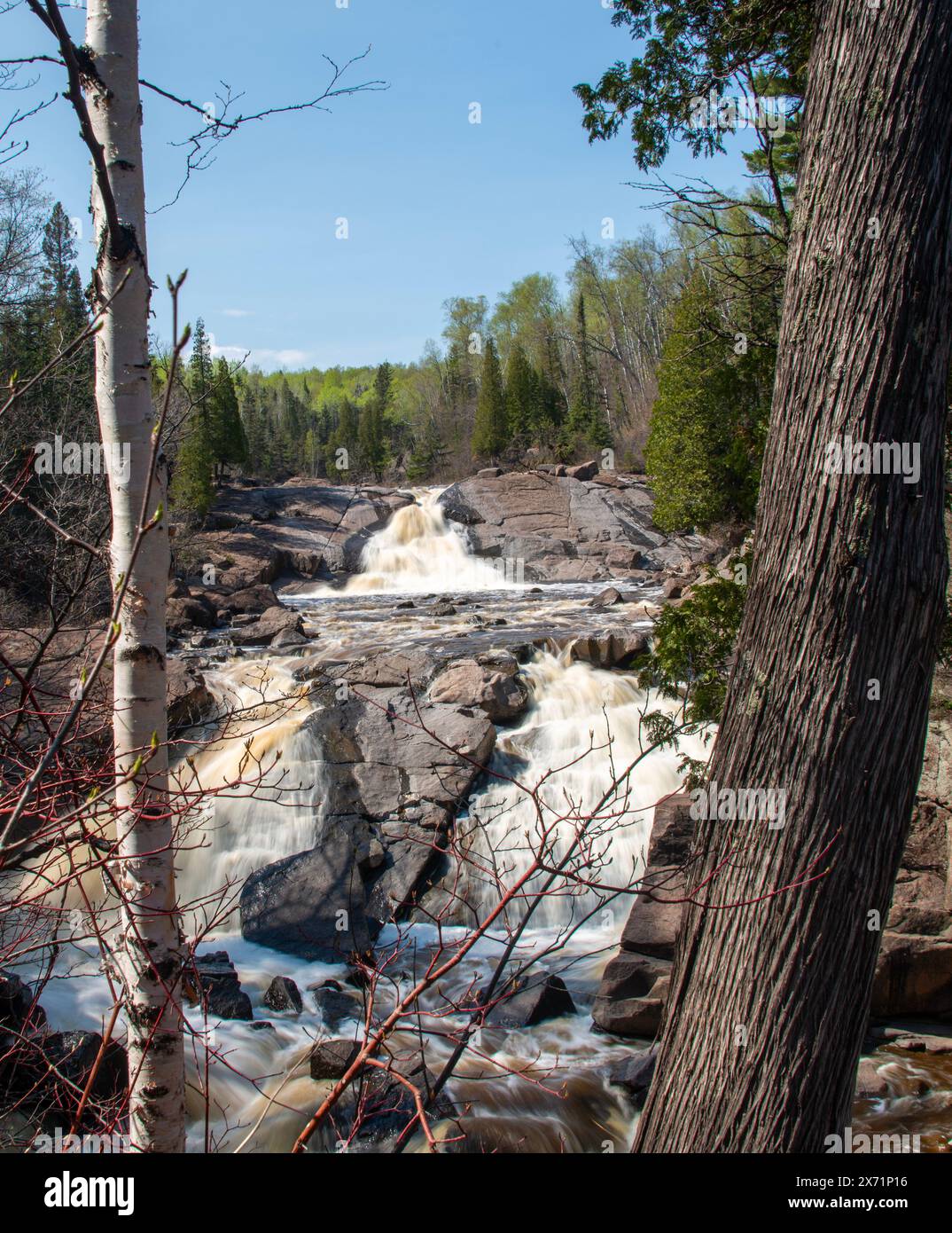 Beaver Falls, Beaver River, Beaver Bay, North Shore lungo l'autostrada 61, Minnesota, maggio 2024 Foto Stock