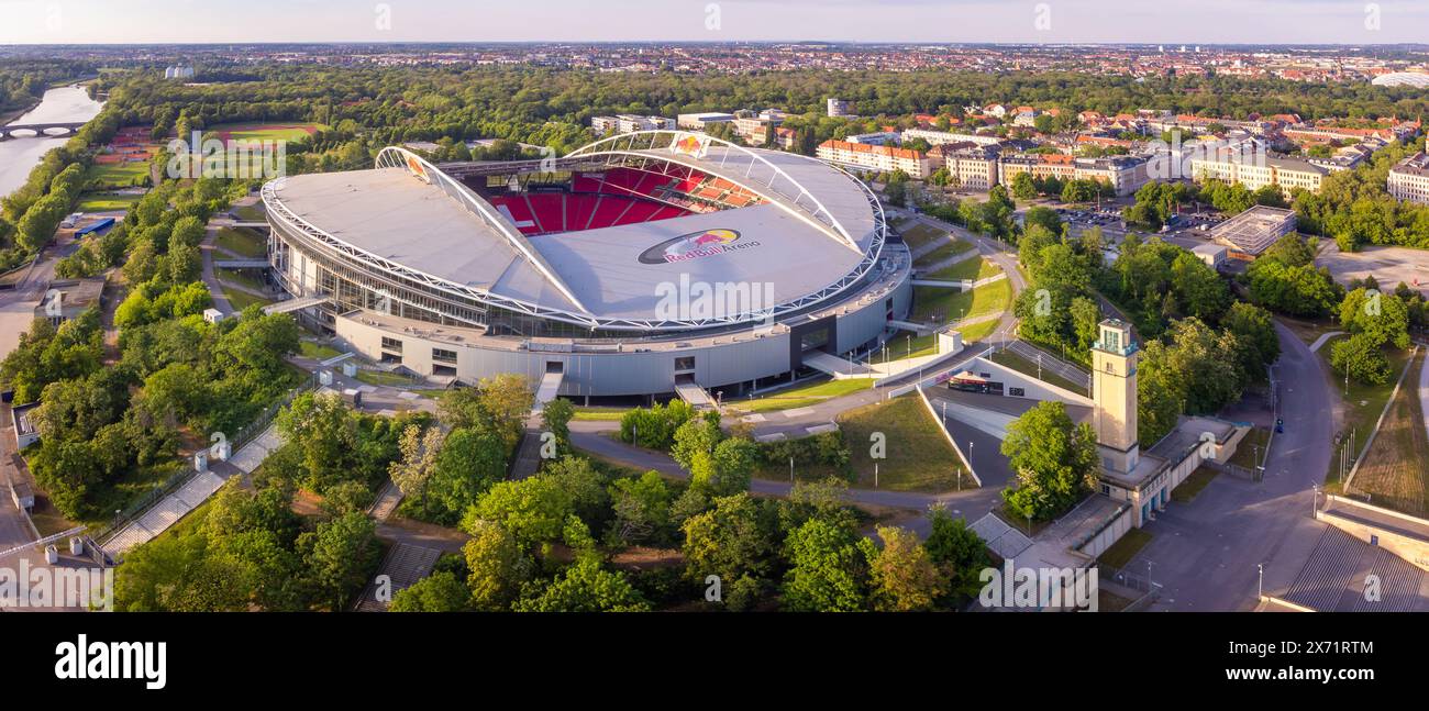 Lipsia, Germania - 09 maggio 2024: Veduta aerea della Red Bull Arena di Lipsia Foto Stock