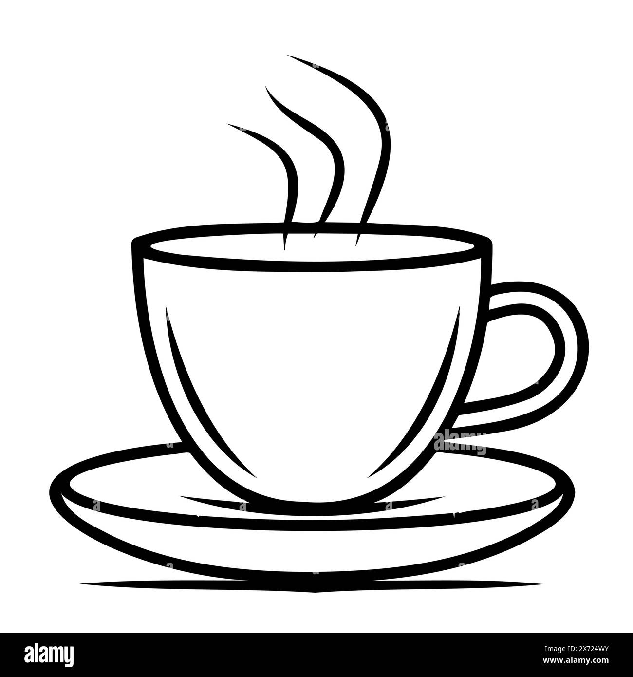 Arte in linea della tazza di caffè su piattino in bianco e nero Illustrazione Vettoriale Arte in linea della tazza di caffè su piattino in bianco e nero Illustrazione Vettoriale