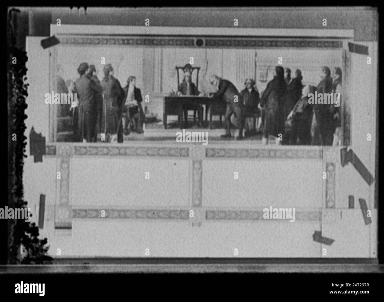 Franklin firma la dichiarazione di indipendenza, titolo dal negativo D419-174; didascalia sulla giacca: Frankin firma Trattato di amicizia e commercio., attribuzione a Mills basata su soggetto e formato., Fotografia di un dipinto., No Detroit Publishing Co. N., dono; State Historical Society of Colorado; 1949, Franklin, Benjamin, 1706-1790. , Stati Uniti., dichiarazione di indipendenza. , Organi legislativi. , Stati Uniti, Pennsylvania, Filadelfia. Foto Stock