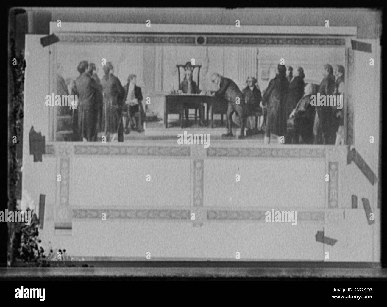 Franklin firma la dichiarazione di indipendenza, titolo da giacca., attribuzione a Mills basata su soggetto e formato., Fotografia di un dipinto., No Detroit Publishing Co. N., dono; State Historical Society of Colorado; 1949, Franklin, Benjamin, 1706-1790. , Stati Uniti., dichiarazione di indipendenza. , Organi legislativi. , Autonomia. Foto Stock