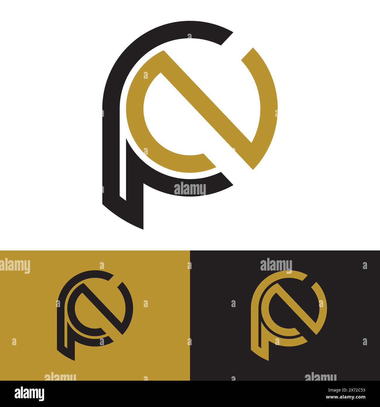 Lettere alfabetiche monogramma logo PN, NP, P e N, design elegante e professionale con icona a forma di lettera Illustrazione Vettoriale