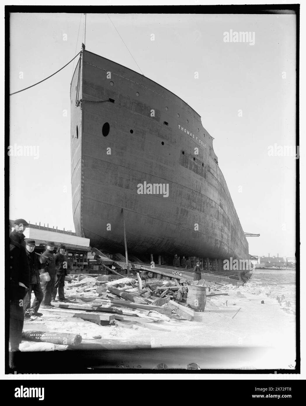 Bow of S.S. Thomas F. Cole, 'C 470' su negative., Detroit Publishing Co. N. 022329., Gift; State Historical Society of Colorado; 1949, Thomas F. Cole (Freighter) , Cargo Ships. , Industria nautica e navale. , Stati Uniti, Michigan, Ecorse. Foto Stock