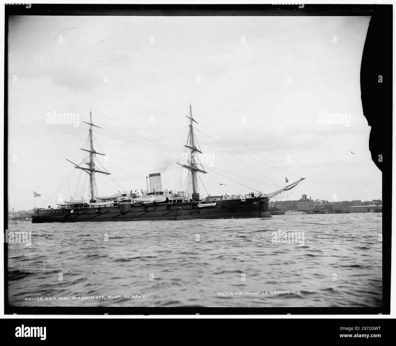 Ammiraglio Machinoff, ovvero Nakhimov, marina russa, Detroit Publishing Co. N. 021138., Gift; State Historical Society of Colorado; 1949, Admiral Nakhimov (nave) , Cruisers (navi da guerra), Russian. , Columbian Naval Review, 1893. , Parate e cerimonie navali. Foto Stock