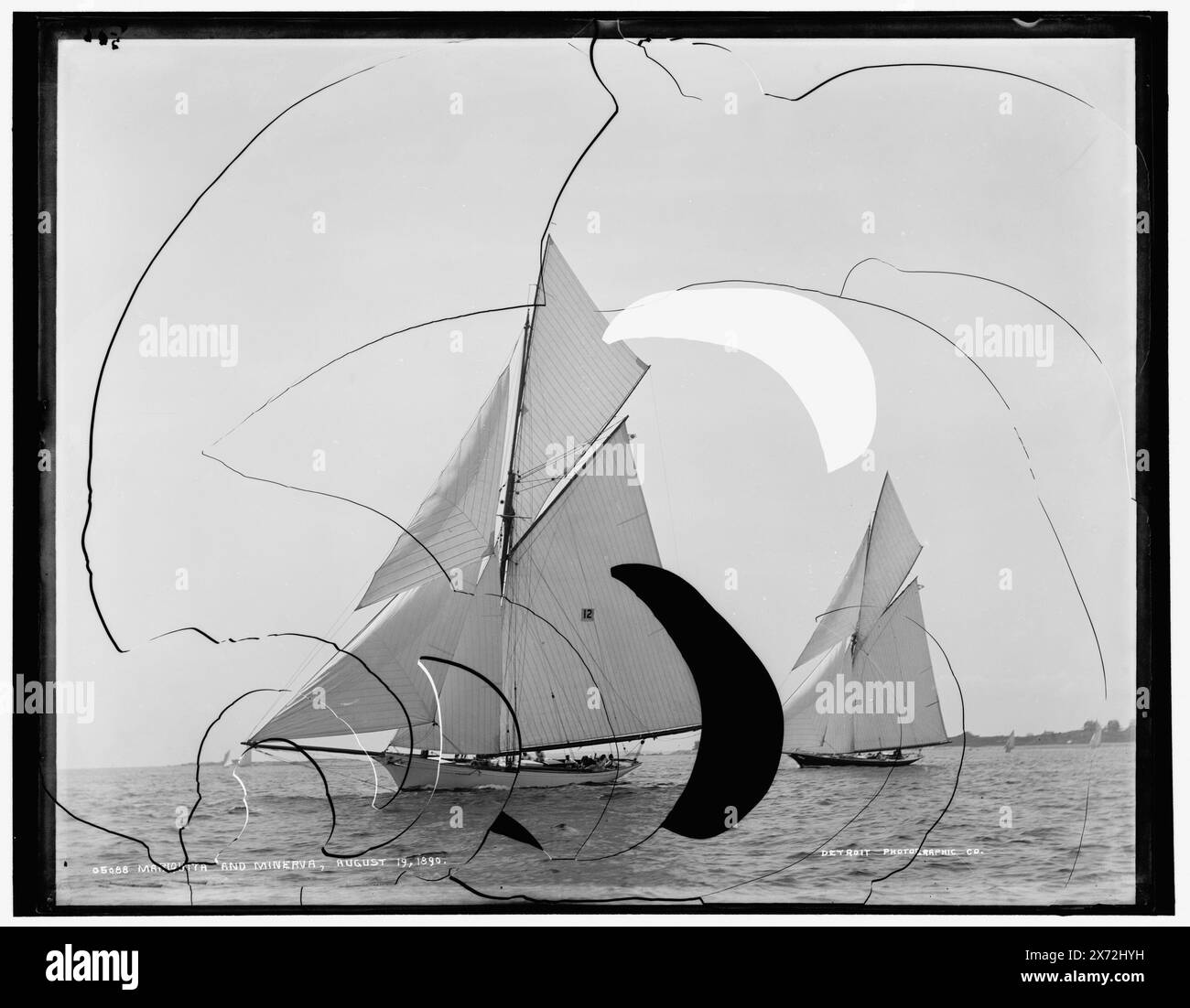 Mariquita e Minerva, '398' su negative., Detroit Publishing Co. No 05088., Gift; State Historical Society of Colorado; 1949, Minerva (Yacht) , Mariquita (Yacht) , Yachts. Foto Stock