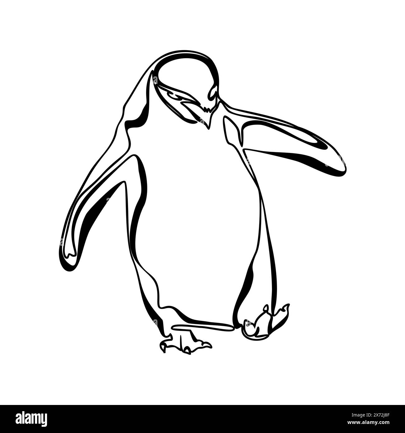Vettore Art Line Pinguin. Illustrazione del vettore di progettazione di una linea continua Pinguin isolata su sfondo bianco. Silhouette minimalista Illustrazione Vettoriale